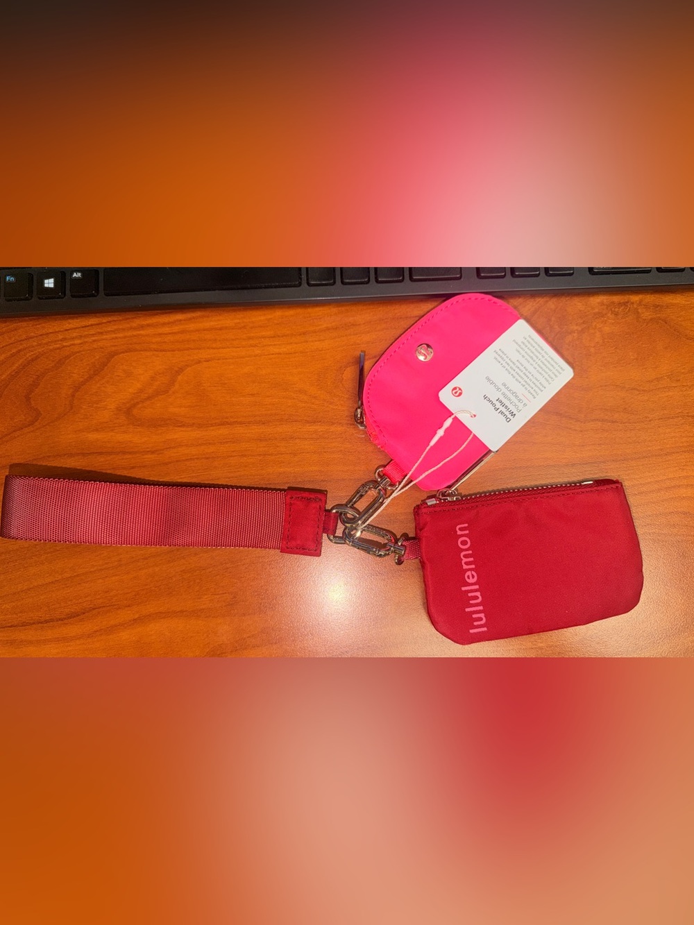lululemon athletica Pink & Red Key Card Holder Wristlet